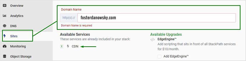 stackpath setup delivery domain