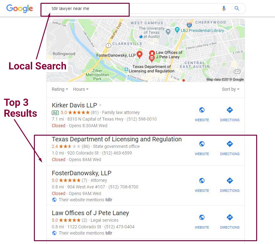 local search results small business