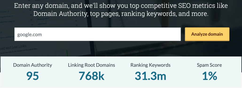 moz domain authority on google