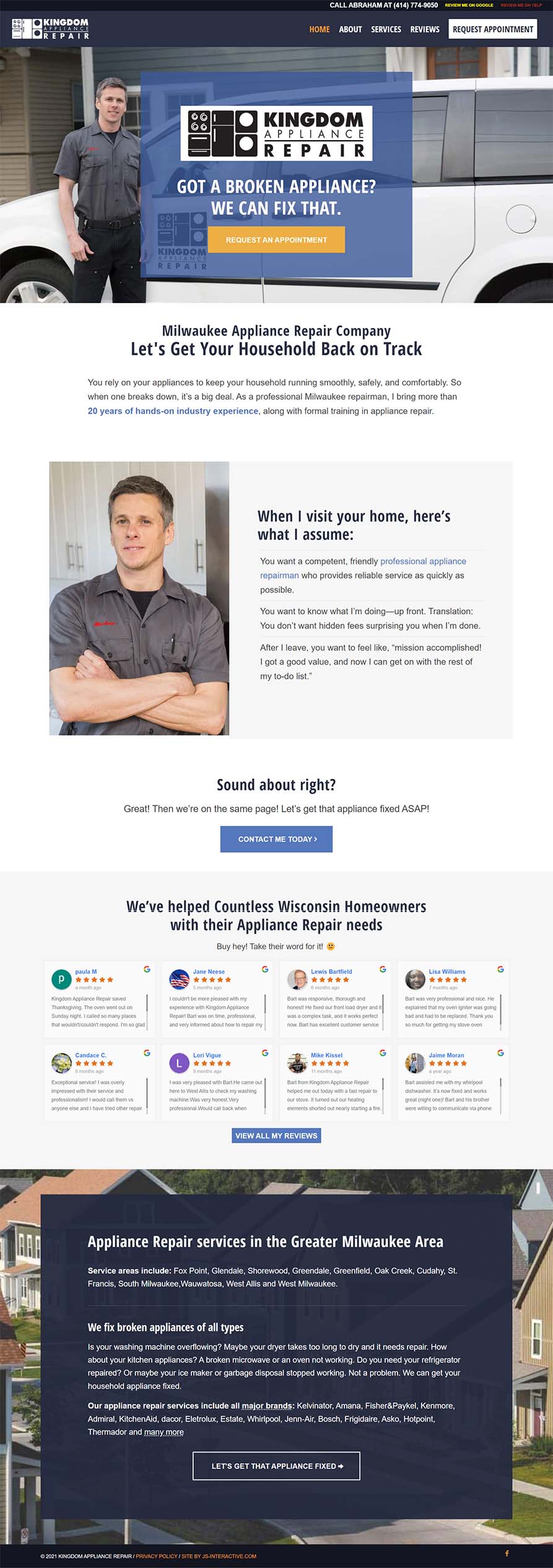 appliance repair service website