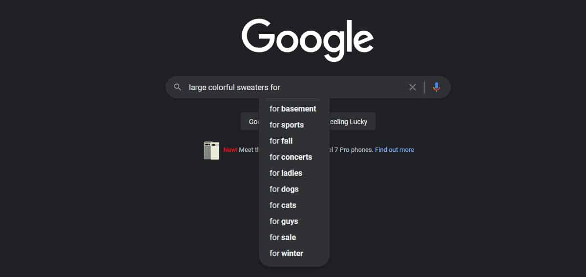 google suggest autofill