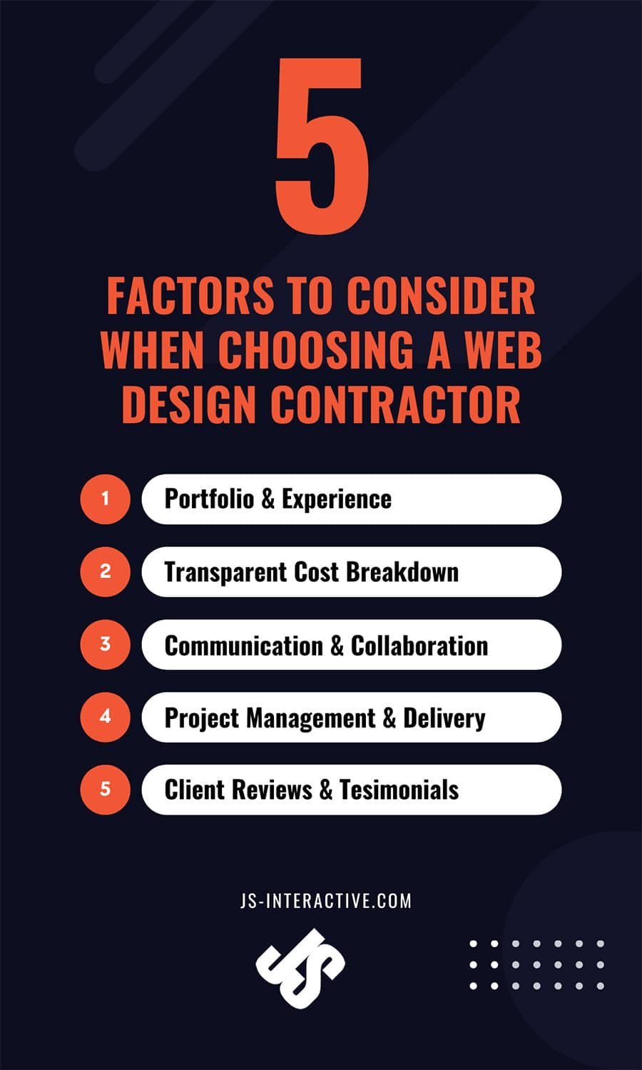 5 factors web design contractor