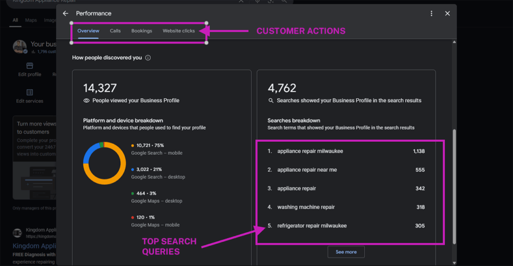 performance insights google business