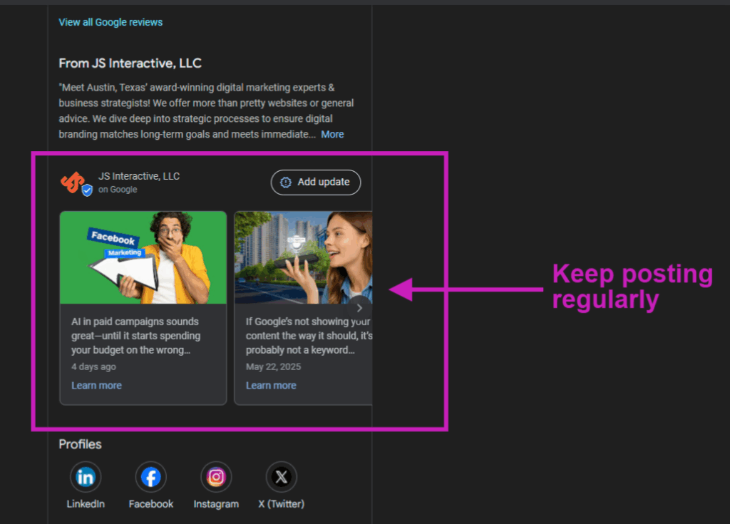 google business profile posts