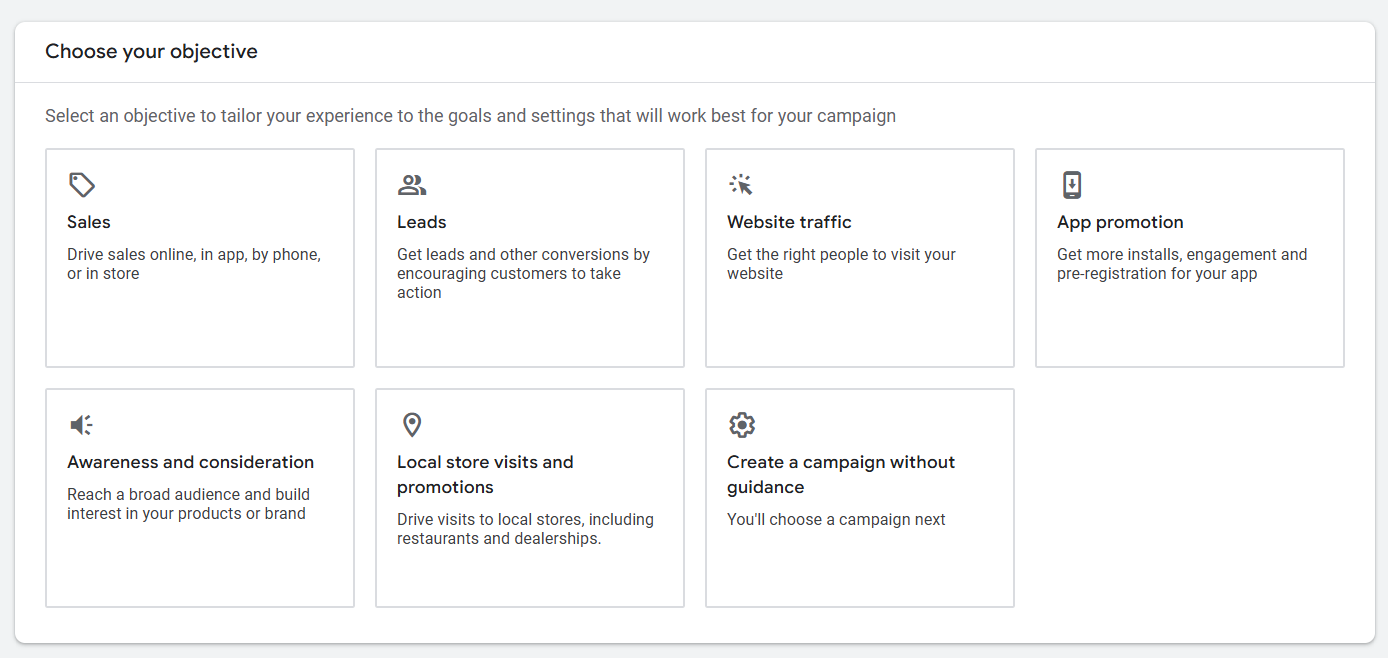 objectives within google platform